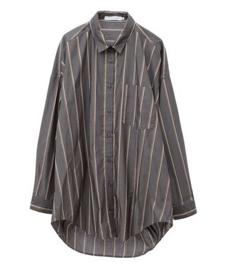 AMERICAN HOLIC ドビーストライプロングシャツ Brown