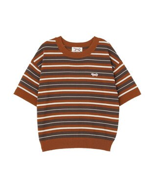 AMERICAN HOLIC 【PENNEY'S】レトロボーダー半袖ニット Orange