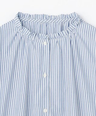 ANY L エニィファンクションハイネックブラウス ブルーストライプ