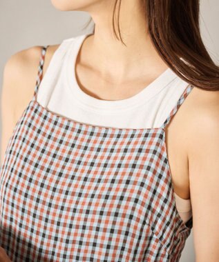 #Newans ボリュームチェックキャミワンピ ブルーチェック