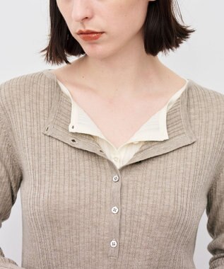 uncrave ハイゲージニット ヘンリーネックトップス モカ