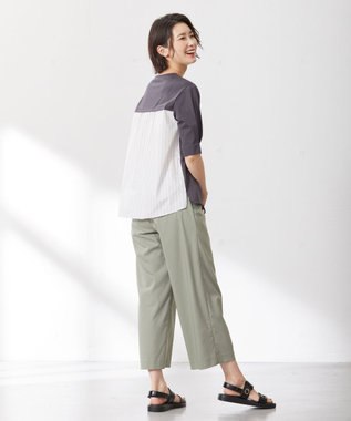 J.PRESS LADIES L プレーティングジャージー ブロッキング カットソー グレー系