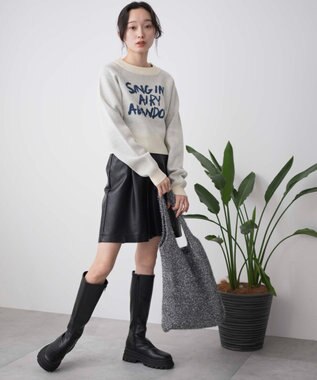 WEGO ジャガードショートニットプルオーバー ホワイトアイボリー