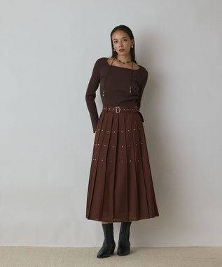 GRACE CONTINENTAL ハイゲージリブニットトップ ブラウン