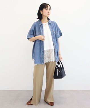 Green Parks 裾レースイレヘムフレンチＴシャツ White