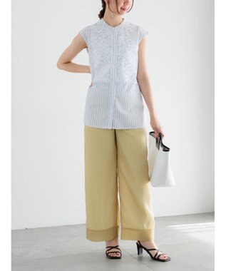 Te chichi リーフレースノースリーブチュニックシャツ オフホワイト