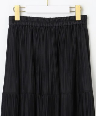 ANY SIS 【洗える】シアーストライププリーツ スカート ブラック系