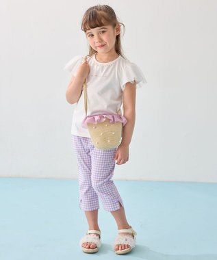 ANY KIDS ひんやりクール ギンガムパンツ ラベンダー×ギンガム