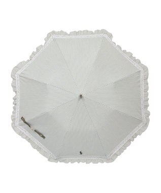 MOONBAT 【遮光/晴雨兼用日傘】POLO RALPH LAUREN(ポロ ラルフローレン) ストライプフリル 折りたたみ傘 楽折 遮熱 UV カーキー