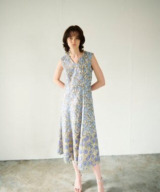 GRACE CONTINENTAL サラサオーナメントドレス ブルー