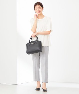 ANY SIS 【洗える】コードレーンストレッチ テーパードパンツ ネイビー