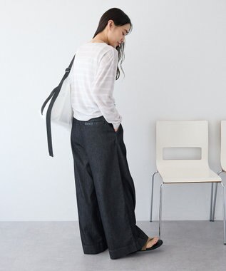 CRAFT STANDARD BOUTIQUE シアーボーダーヘンリーネックロンT Light Gray