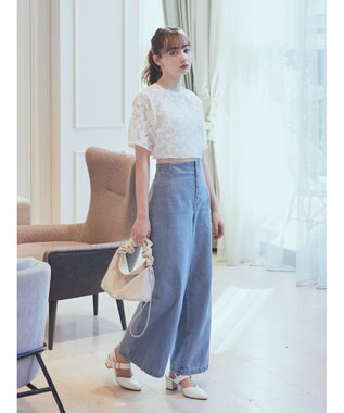 earth music&ecology ＳＥＴ２点　オーガンジー刺繍＋プリーツワンピース Beige