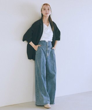 earth music&ecology ハイウエストデニムパンツ Light Indigo