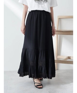 earth music&ecology レースティアードスカート Black