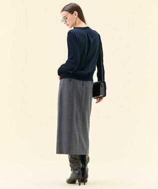 BEIGE， 【WEB限定・洗える】LECERF / 異素材バックシアーストレッチニット Navy