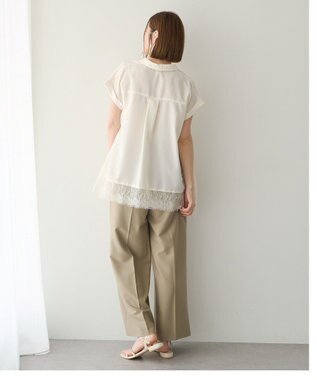 YECCA VECCA 裾レーススキッパーシャツ Off White