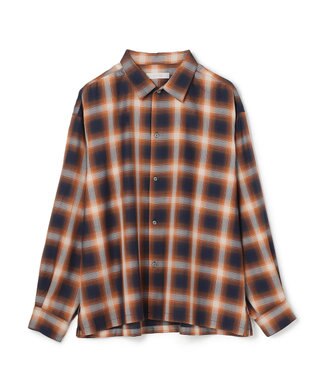 UNFILO MENS 【男女兼用】エアリーシアー オンブレシャツ ブラウンチェック