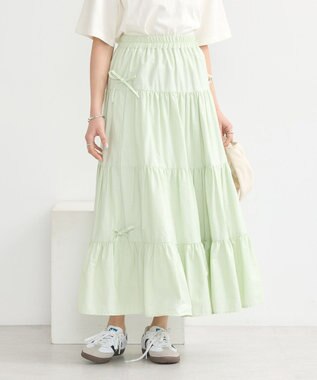 earth music&ecology サイドリボンボリュームティアードスカート