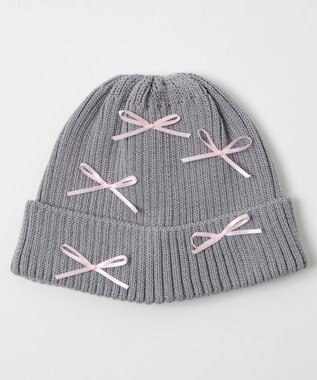 WEGO ribbon　knit　cap グレー