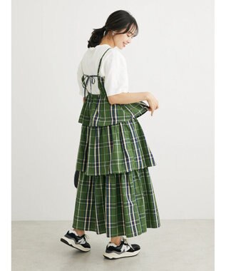 Green Parks ・ＳＵＧＡＲ　ＳＰＯＯＮ　チェックラッフルキャミワンピース Green