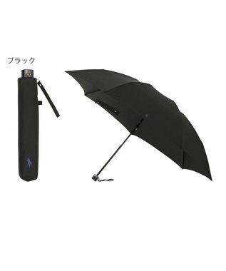 MOONBAT POLO RALPH LAUREN 折りたたみ傘 メンズ プレーン ワンポイント刺繍 大きめ60cm ブラック