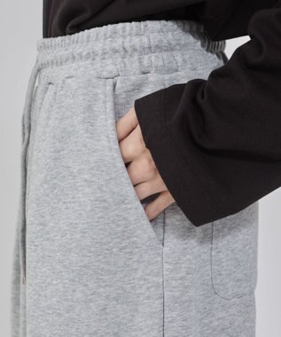 WEGO 【ウエストゴム/MLサイズ展開/ユニセックス着用ITEM】ボンディングワイドスウェットパンツ 杢グレー