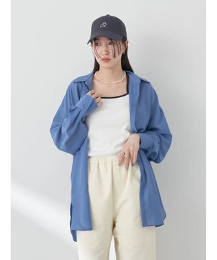 earth music&ecology シアーボーイズライクシャツ Blue