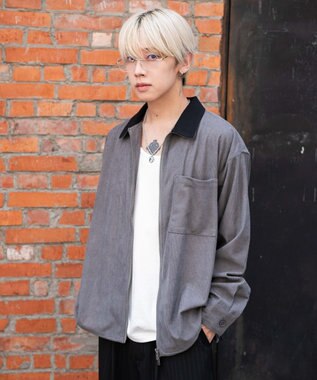 WEGO 【ユニセックス着用ITEM/MLサイズ展開】コーデュロイシャツジャケット ブラック中濃色