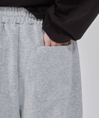 WEGO 【ウエストゴム/MLサイズ展開/ユニセックス着用ITEM】ボンディングワイドスウェットパンツ 杢グレー