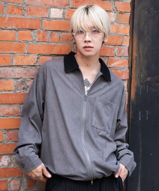 WEGO 【ユニセックス着用ITEM/MLサイズ展開】コーデュロイシャツジャケット ブラック中濃色