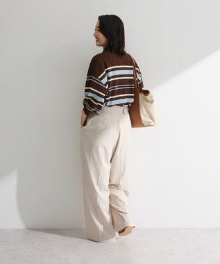 Green Parks 衿付き７分袖ニットプルオーバー Brown