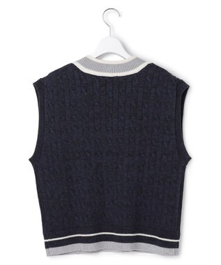 J.PRESS YORK STREET 【WOMEN】ケーブルチルデン ニットベスト ネイビー系