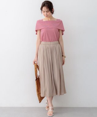 組曲 ギャザーライトデシン パンツ ベージュ系