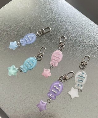 WEGO キラキラおさかなキーホルダー サックス