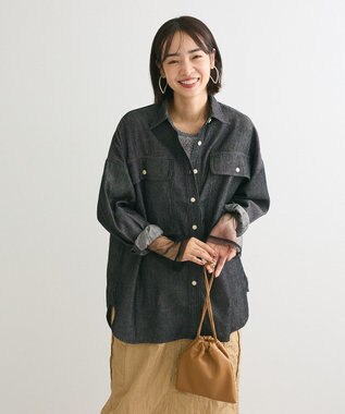 Green Parks 袖チュールドッキングラメプルオーバー Black