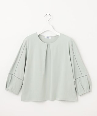 J.PRESS LADIES 【洗える】プレーティングジャージー フロントタック カットソー ミント系