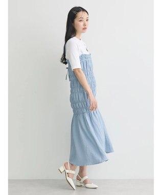 earth music&ecology ２ｗａｙシャーリングキャミワンピース Blue