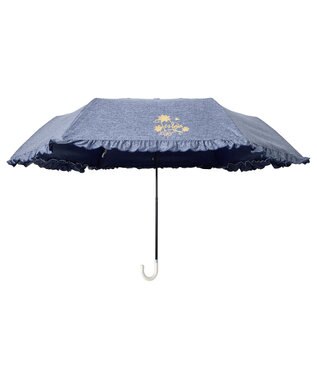 MOONBAT 【日傘】エスタ (estaa) Beauty shield折りたたみ傘フリル ディープブルー