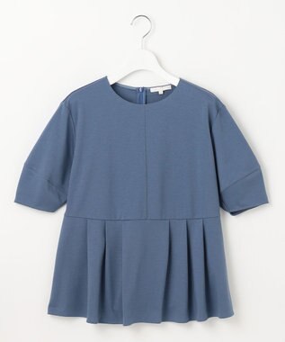 自由区 【接触冷感・UVカット・吸水速乾・抗菌防臭・洗える】ハイツイストポンチペプラム カットソー ブルーグレー