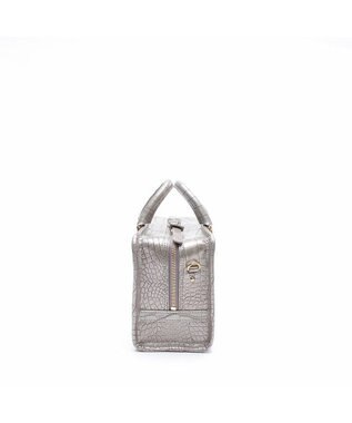 A.D.M.J. 【牛革】クロコ型押しヘリ巻きボストン23cm アルジェント