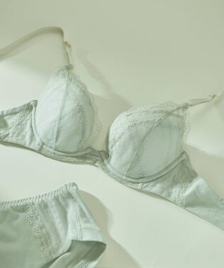 une nana cool リニューアル【綿混】ビタードットコットン 3/4カップブラ セージグリーン