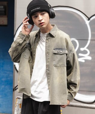 WEGO 【ユニセックス着用ITEM】 デニムBIGシャツ（LS） デニム淡加工色