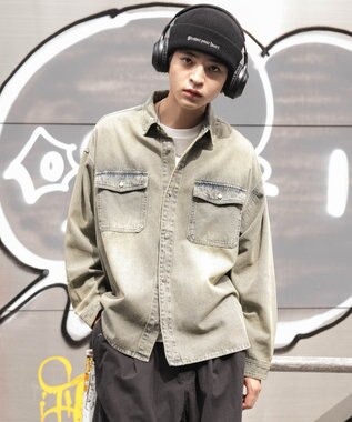WEGO 【ユニセックス着用ITEM】 デニムBIGシャツ（LS） デニム淡加工色