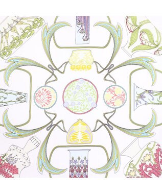 Marca ＜春の新色！＞【伝統横濱スカーフ】フラワーベースヌーヴォー  小判 シルクツイルスカーフ ピンク