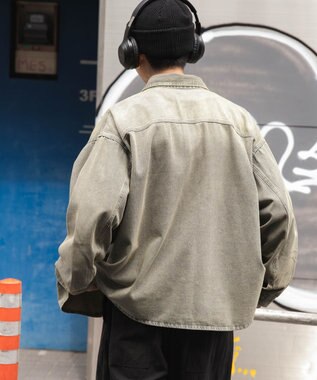 WEGO 【ユニセックス着用ITEM】 デニムBIGシャツ（LS） デニム淡加工色