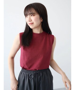 Green Parks ・Ｄｏｕｂｌｅ　Ｆｌａｇｓ　ピグメント加工ノースリＴＥＥ Bordeaux