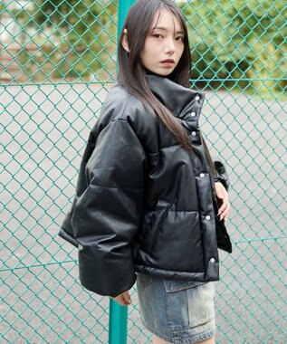 WEGO 【25秋冬新作】PUスタンドパファーブルゾン ブラック