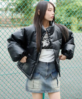 WEGO 【25秋冬新作】PUスタンドパファーブルゾン ブラック