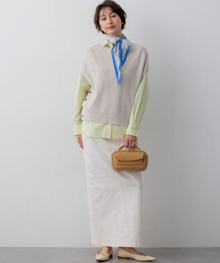 23区 【一部先行予約/VERY掲載】CANCLINI シャーティング ベーシックシャツ イエロー×サックスストライプ